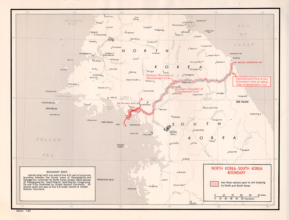 Map of the Korean Demilitarized Zone and Panmunjom, 1963